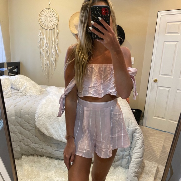 Princess Polly Pants - SOLD Pink striped two piece set